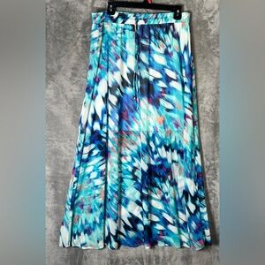 Women's Blue Abstract Print Maxi Skirt